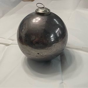 Ceramic 5” ball ornament Dark silver grey heavy and unique!
